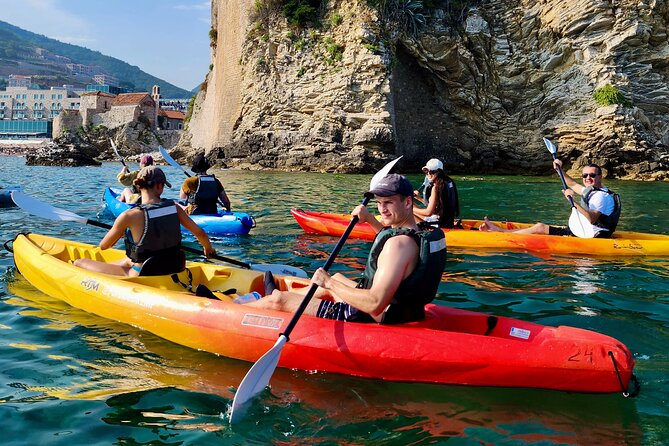 Budva Bay: Kayak & SUP Tour to Coastal Caves - EDDY at Slovenska plaza: simple start, real instructions