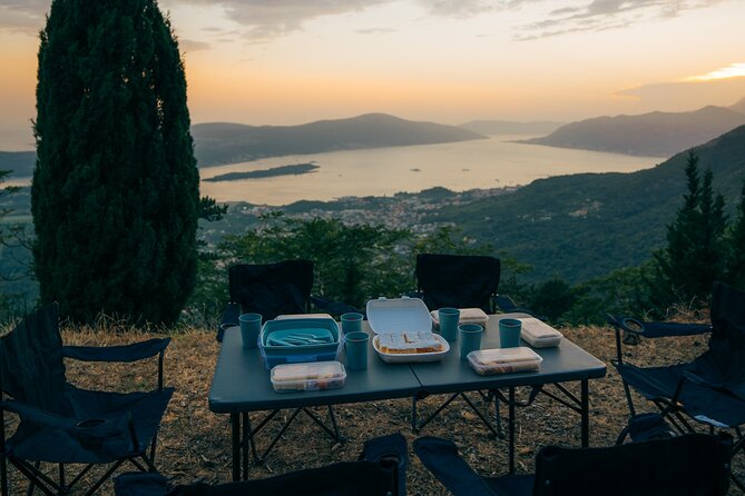 Kotor & Tivat Jeep Tour: Fortress Trails & Local Picnic - The Vrmac picnic break: provided camping gear and the rose drink moment