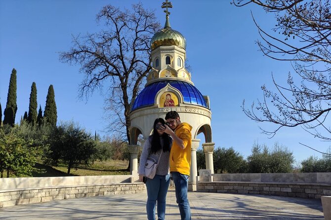Podgorica Car Trip - Architecture, History, Wine tasting, Churches, Doclea city - Clock Tower, Old Town Energy, and Skaline Medieval Fortress Walk